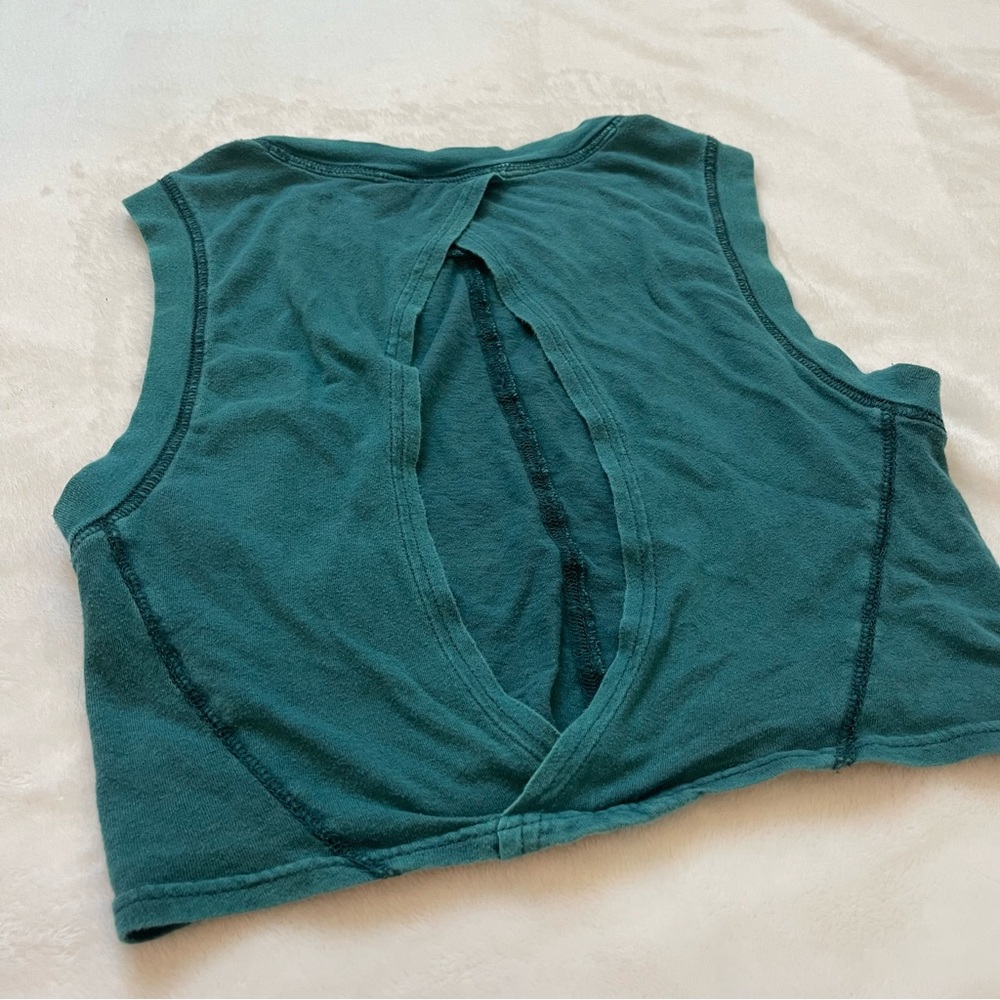 Free People Movement Play by Play Open Back Crop Tank Teal Blue Size XS - Picture 4 of 6